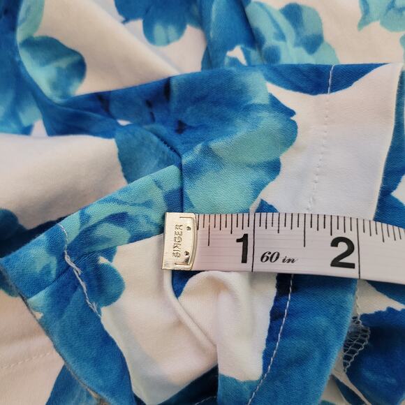 MinkPink Size XS	Blueberry Bloom Ivory and Blue Floral Print Romper Pleated - Picture 7 of 12